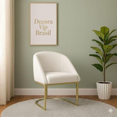 Imagem de Cadeira Poltrona Lua Decorativa para Quarto em Tecido Veludo Bege