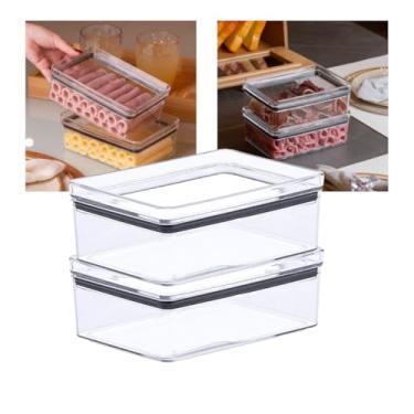 Imagem de 2 Porta Frios Geladeira Pote Hermético Gaveta Acrilico 770ml