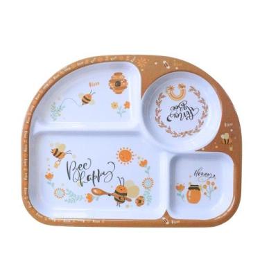 Imagem de Prato Infantil Refeição Divisórias Personagens Melamine Tuut Cor:ABELH