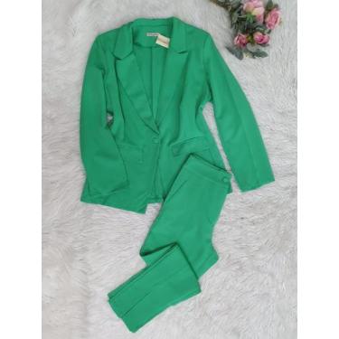 Imagem de MODAS DOMI Conjunto De Blazer e Calça Alfaiataria 8435, Verde, G