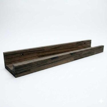 Imagem de Prateleira de Parede Tipo Calha 60cm em Madeira Pinus Tabaco - ArtFact
