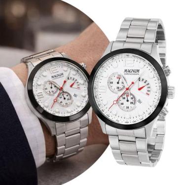 Imagem de Relógio Masculino Prata com Caixa e Pulseira de Aço Inoxidável com Cro