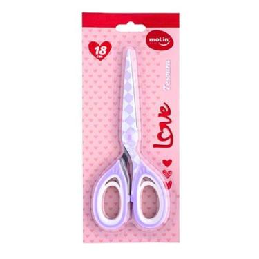 Imagem de Tesoura Xadrez 18cm Love Office Molin Lilás - MOLIN DO BRASIL