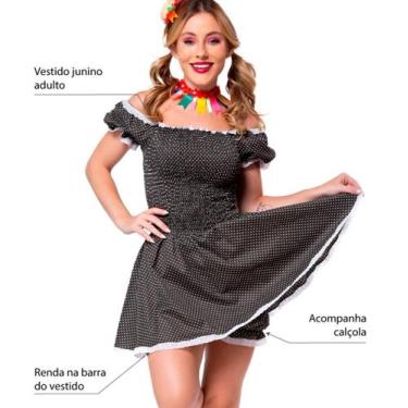 Imagem de Vestido festa junina juvenil adulto Ciganinha - Tango, Preto