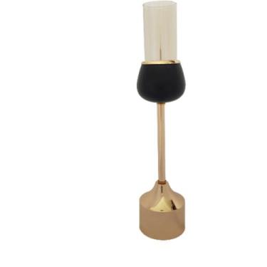 Imagem de Castiçal Metal Dourado e Preto - Carmella Presentes, Alt 37.50cm x Diâ
