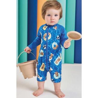 Imagem de Macacão em Malha UV Dry com Proteção UV 50+ LucBoo Bebê Menino, Azul, 