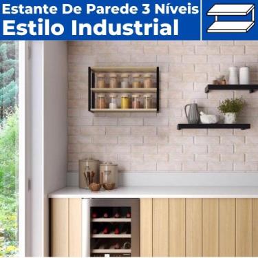 Imagem de Prateleira Para Parede 3 Níveis Estilo Industrial 40X60 Mdf - Pratk, N