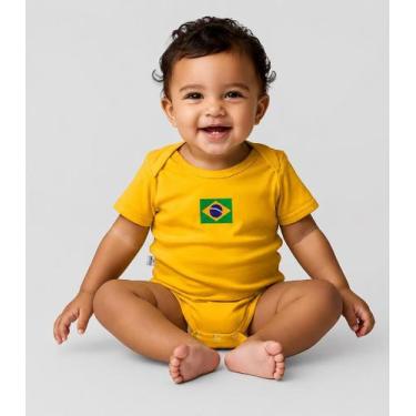 Imagem de Body Bebê do Brasil Amarelo Manga Curta, G