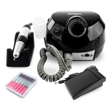 Imagem de Lixadeira Motor Elétrica Nail Drill Porquinho Preto Bivolt B - Congrat