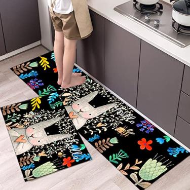 Imagem de jia cool Conjunto de tapetes de cozinha antifadiga 1 peça tapetes de cozinha antiderrapante 40 x 60 cm acolchoado confortável tapete de pé à prova d'água tapete de cozinha