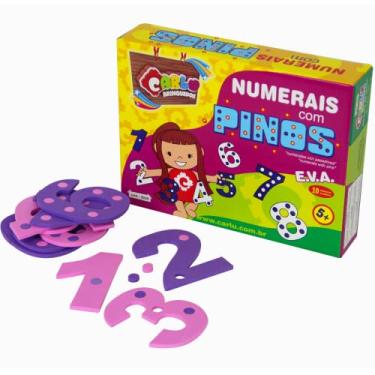 Imagem de Carlu Brinquedos - Numerais com Pinos Jogo Educativo, 5+ Anos, 10 Peças , Multicolorido, 3028
