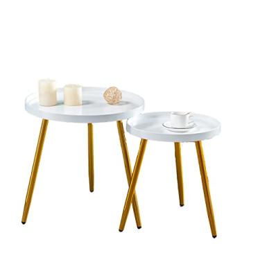 Imagem de Mesa de centro pequena para sala de estar doméstica, triângulo, mesa lateral para ambientes externos, dois