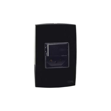 Imagem de Conjunto Interruptor Simples + Tomada 10A Preto Force Line