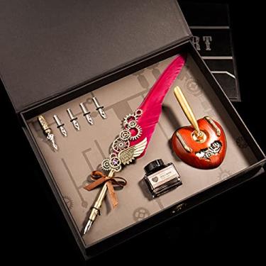 Imagem de HIOD Caderno criativo personalizado Tn de folha solta manual retrô de couro caderno diário manual Caderno diário, rosa