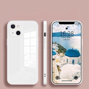 Imagem de Capa de telefone quadrada de vidro temperado para iPhone 13 11 12 Pro Max Mini XS XR X 7 8 Plus SE 2020 Capa traseira dura de silicone, branca, para 13 Pro Max