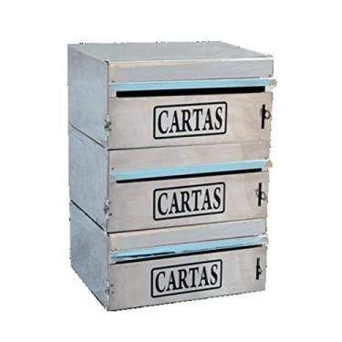 Imagem de Caixa Correio Condomínio Frontal Para Muro Inox 3 Módulos