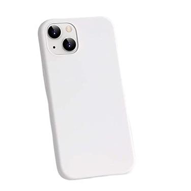 Imagem de HAODEE Capa de telefone traseira, para Apple iPhone 13 (2021) capa à prova de choque de silicone líquido de 6,1 polegadas com forro flocagem [proteção de tela e câmera] (cor: branco)