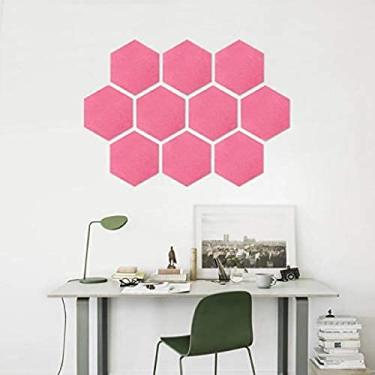 Imagem de KRASS 10 peças de feltro de placa de aviso, azulejos de feltro hexagonal coloridos quadro de avisos de avisos placa de feltro reutilizável, #9,30 * 26 cm (10 peças), Collector88