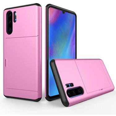 Imagem de Para Huawei P30 Pro Case Hard Armor Phone Case Para Huawei P30 Pro Carteira Porta Cartão de Crédito Slide Protect Cover Para P30, Rosa, Para Huawei Youth