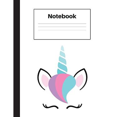 Imagem de Notebook: Unicorn Blue Horn, Wide Rule, Notebook Home Office School Student Teacher Homeschool, 7.4 x 9.7 in, 200 pages for kids, school, home, students, teachers