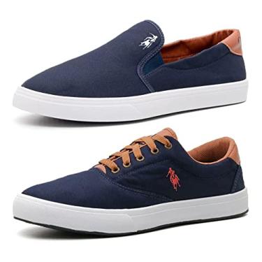 Imagem de Kit 2 Pares Tenis Masculino Sapatenis Polo Slip Lona Cadarço
