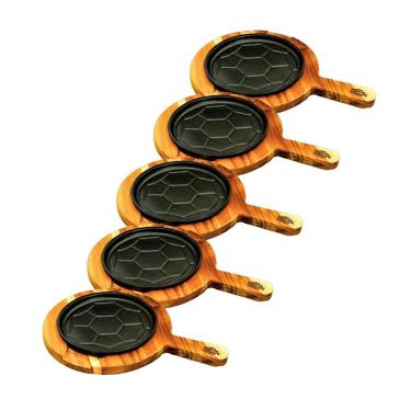 Imagem de Kit 5 Chapas Petisco Redonda Copa 2022 Com Suporte 20x4cm