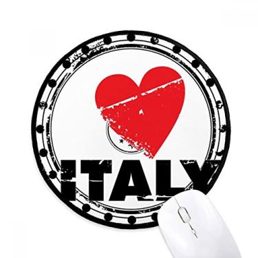 Imagem de I Love Italy Word Love Heart Circle Mouse Pad Desktop Office Tapete redondo para computador