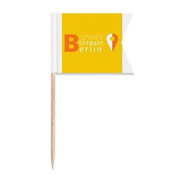 Imagem de Bandeiras de palito de dente Berlin Geography Coordinates Trave Marcação de rotulagem para Bolo de Festa Prato de Queijo
