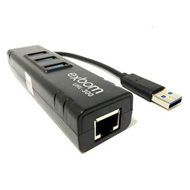 Imagem de Hub USB 3.0 com 3 Portas + Adaptador USB para Lan Ethernet Gigabit Placa de Rede Externa Exbom UHL-300