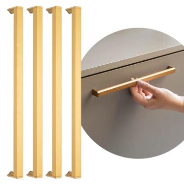 Imagem de 4 X Puxador Slim Gaveta Armario Moveis Alumínio Round 352mm (OURO)