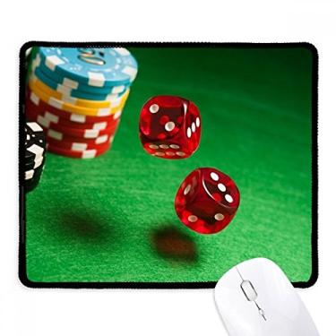 Imagem de Mouse pad Dice Chips verde com foto de mesa antiderrapante para jogos escritório e bordas costuradas para presente