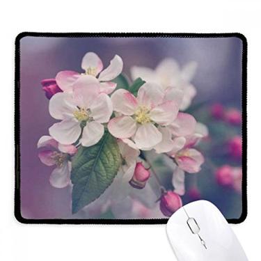 Imagem de Mousepad rosa lindas flores brancas borda costurada tapete de borracha para jogos