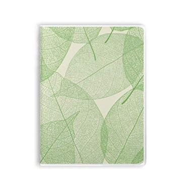 Imagem de Caderno com estampa de folhas brancas e verdes, capa de chiclete, diário de capa macia