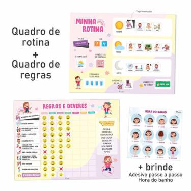 Imagem de Kit Quadro Educativo Infantil - Quadro Rotina + Quadro De Incentivo Pa