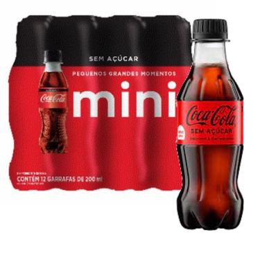 Imagem de Refrigerante Coca Cola Sem Acucar Pet 200Ml  12 Unidades 