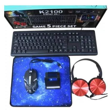 Imagem de Kit 5 Em 1 Teclado Mouse Gamer Headset Mouse Pad E Suporte