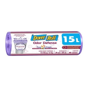 Imagem de Dover-Roll Odor Defense 15L Lilás, com 40 Sacos para Lixo