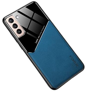 Imagem de Capa de telefone fina de negócios de luxo PU + TPU capa traseira magnética à prova de choque proteção de lente de vidro temperado para Samsung Galaxy Note 20 Ultra 10 Pro A04E A52S A50S A03S (azul,