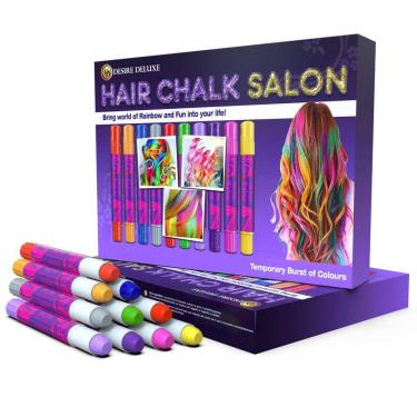 Imagem de Conjunto de giz de cabelo Desire Deluxe, 10 canetas coloridas temporárias para meninas
