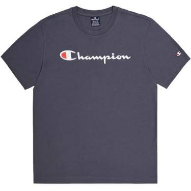 Imagem de Champion Camiseta masculina clássica de jérsei com logotipo escrito e peso médio, cinza escuro, G, Carvão mesclado, G