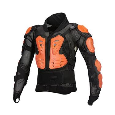 Imagem de WHYUNM26 Jaqueta de armadura de motocicleta, motocross, equipamento de proteção de corpo inteiro, antiqueda, protetor de tórax resistente ao desgaste, respirável, laranja, G (60 kg)