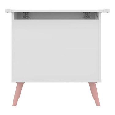 Imagem de Baú Organizador Caixa de Brinquedos Retrô Multimóveis Branco/rosa