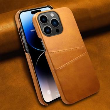 Imagem de Capa de telefone carteira de couro luxuosa com bolso para cartão para iPhone 15 14 13 12 11 Pro Max Plus XS X para Samsung S23 24 Capa à prova de choque sem aro, cáqui, para iPhone 15