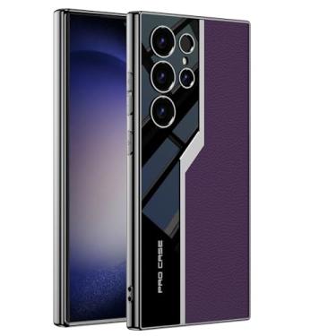 Imagem de Lunivop Capa para Samsung Galaxy S24 Ultra TPU moldura e traseira de couro PU capa fina de silicone para S 24 Ultra 6,8 '' 5G 2024 à prova de choque Melhores capas de telefone S24Ultra roxas