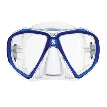 Imagem de SCUBAPRO Máscara Spectra Scuba com lente dupla ultra transparente e bolso nasal EZ equalize para mergulho, transparente/azul