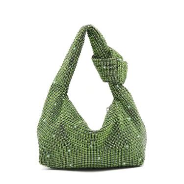 Imagem de Miuco Bolsa feminina com nó brilhante Hobo Bolinho de Massa Diamante Glitter Noite Bolsa Clutch, Verde