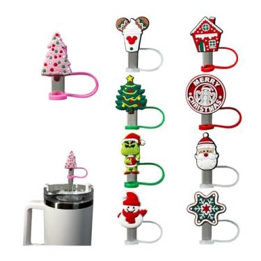 Imagem de 9 peças de tampa de palha para copos Stanley 30 e 1,134 g, 0,4 pol. / 10 mm de largura bonitos protetores de tampas de silicone para tampas compatíveis com canudos Stanley Cup