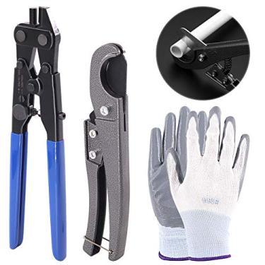 Imagem de Swpeet Kit de ferramentas de remoção de anel PEX, ferramenta de remoção de anel de crimpagem PEX-1210C e cortador de tubo Pex com 1 par de luvas resistentes a cortes para anéis de crimpagem de cobre