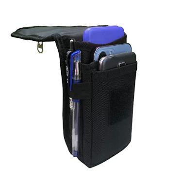 Imagem de Capa de telefone dupla para dois telefones, bolsa Maezar com clipe de cinto para homens, coldre tático para celular com passador de cinto, capa de telefone multiferramentas, bolso na cintura para trabalhar, viver ao ar livre ou caminhada-preta