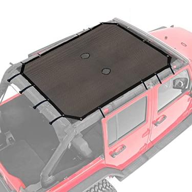 Imagem de Guarda-sol para Jeep Wrangler JKU 2007-2018 de 4 portas de malha de comprimento total, JK Unlimited, Sport, Sport S, Sahara, Rubicon Sunshade Bikini Soft Top Cover Net, bloqueia UV, vento, ruído, preto